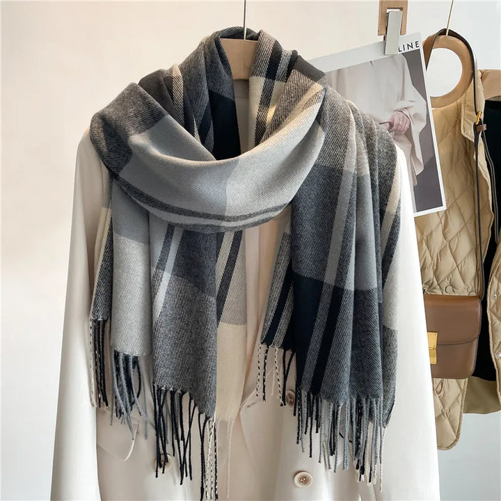 Ophelia | Women's Classic Winter Scarf - Length:79 × 26 inches;Color:Gray