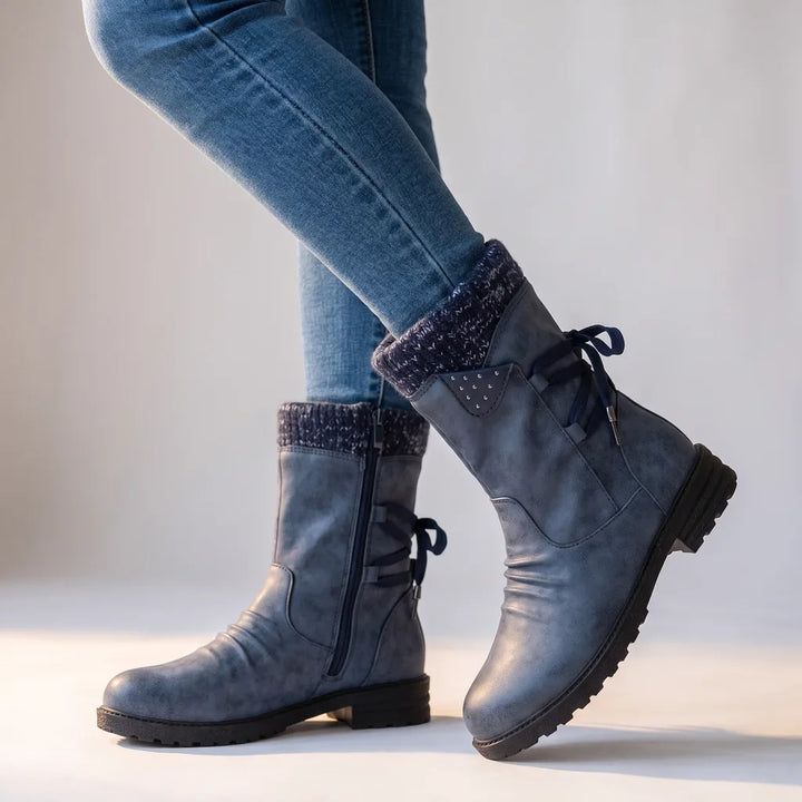 Ophelia | Women's Orthopedic Mid-Calf Boots - Color:Blue;Size:35
