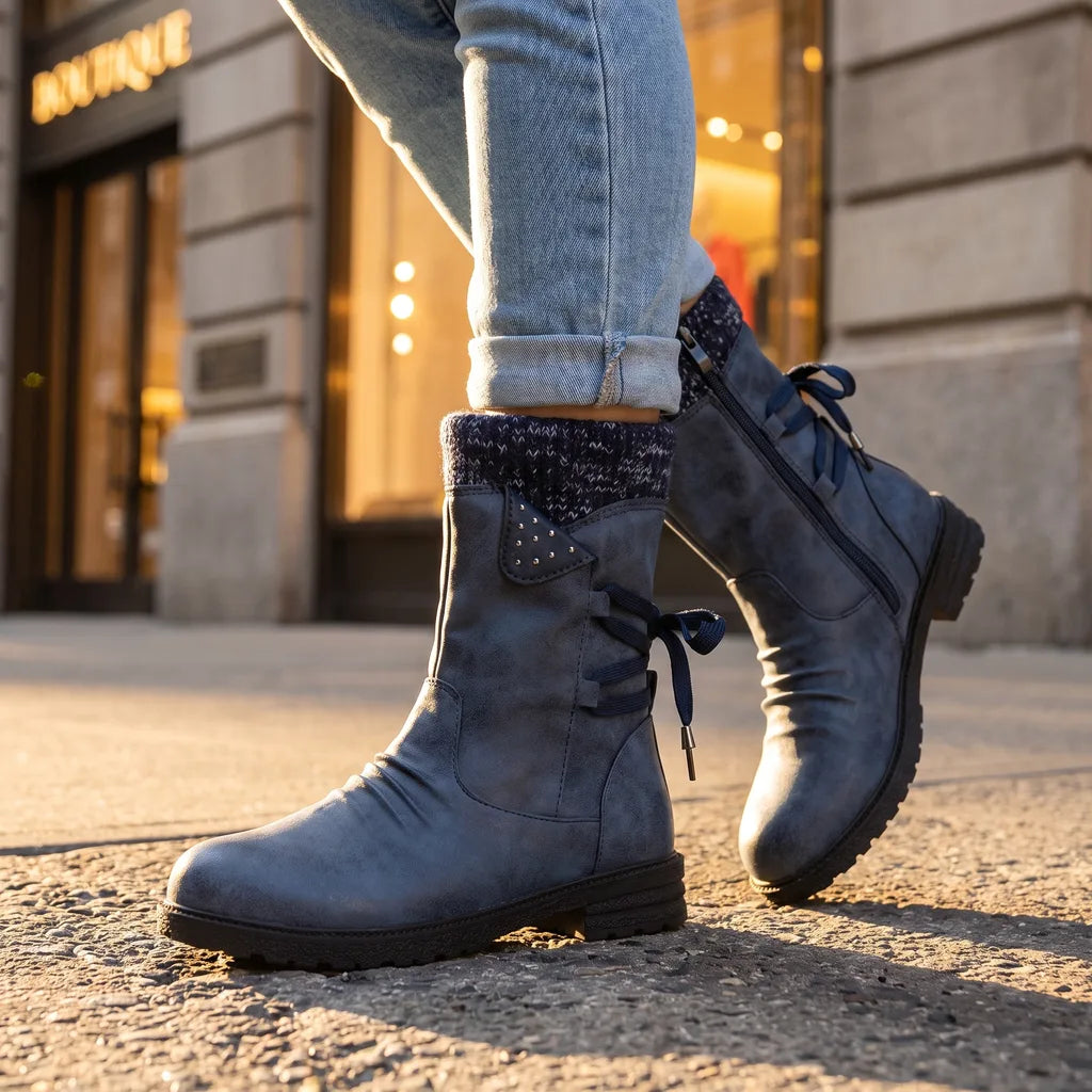 Women's Blue Willoughby Chunky Mid-Calf Boots