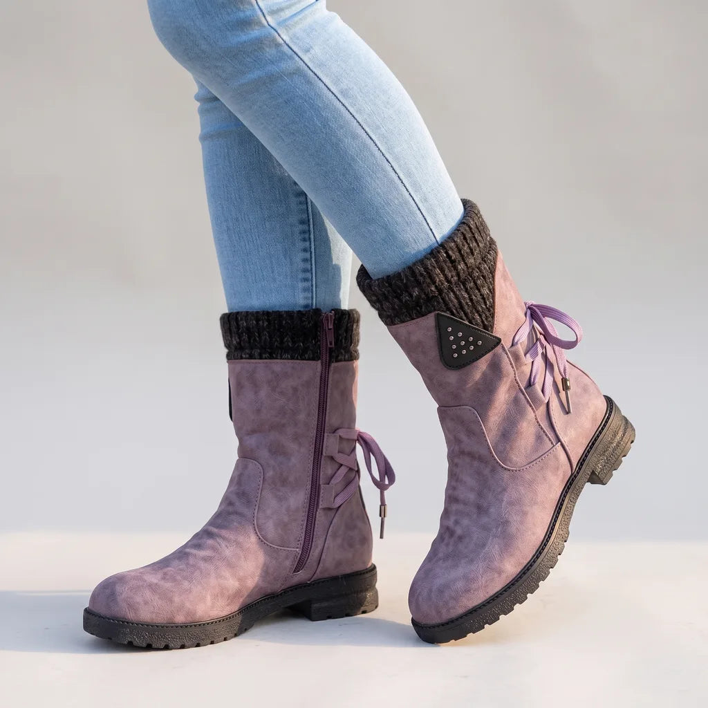 Ophelia | Women's Orthopedic Mid-Calf Boots - Color:Purple;Size:35