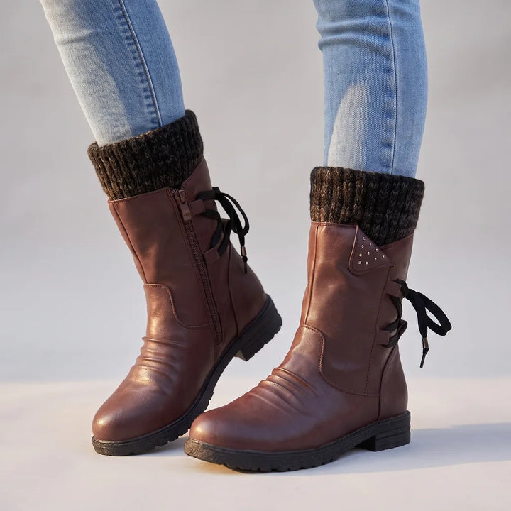 Ophelia | Women's Orthopedic Mid-Calf Boots - Color:Red;Size:35