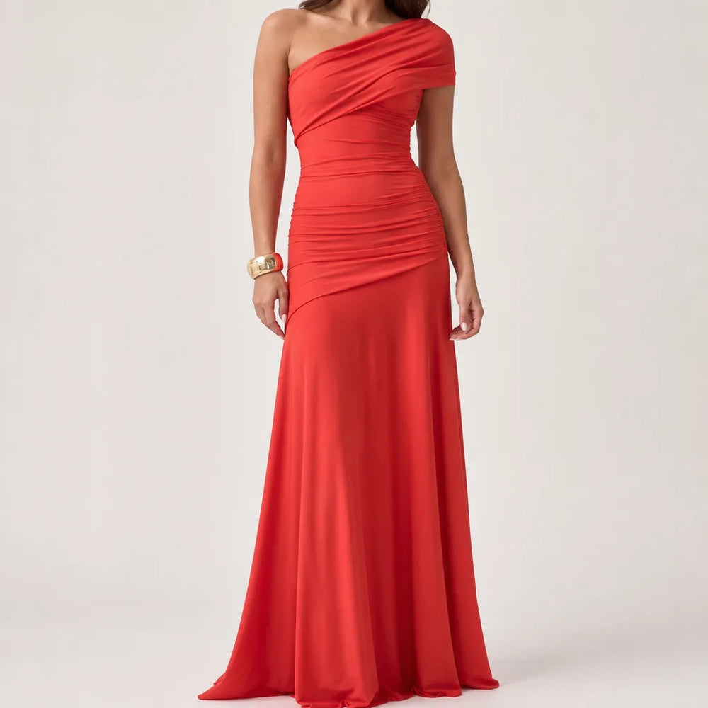 Ophélie | Women's Fall Wedding Wrap Maxi Dress - Color:Burnt Orange;Size:XL