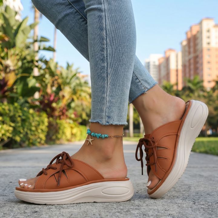Orange-Red Sloane Platform Strappy Sandals 1