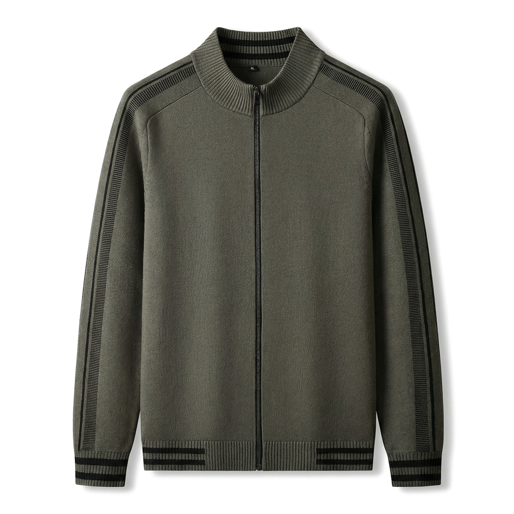 Orlan Zip Knit Jacket - Color:Khaki;Size:L