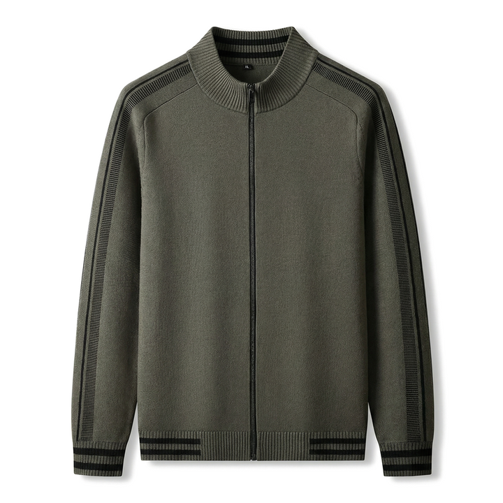Orlan Zip Knit Jacket - Color:Khaki;Size:L