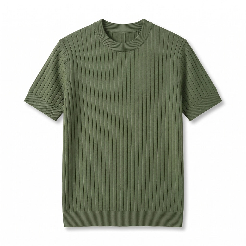 Orlando Striped Knit Top - Color:Green;Size:XS