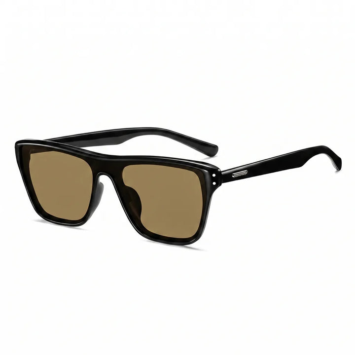 Oscar Polarized Square Shades - Color:Bright Black Frame with Brown Lenses;Size:As shown