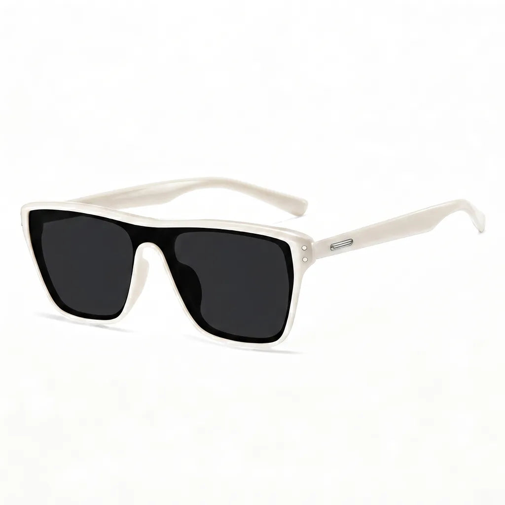 Oscar Polarized Square Shades - Color:Off-White Frame with Black Gray Lenses;Size:As shown