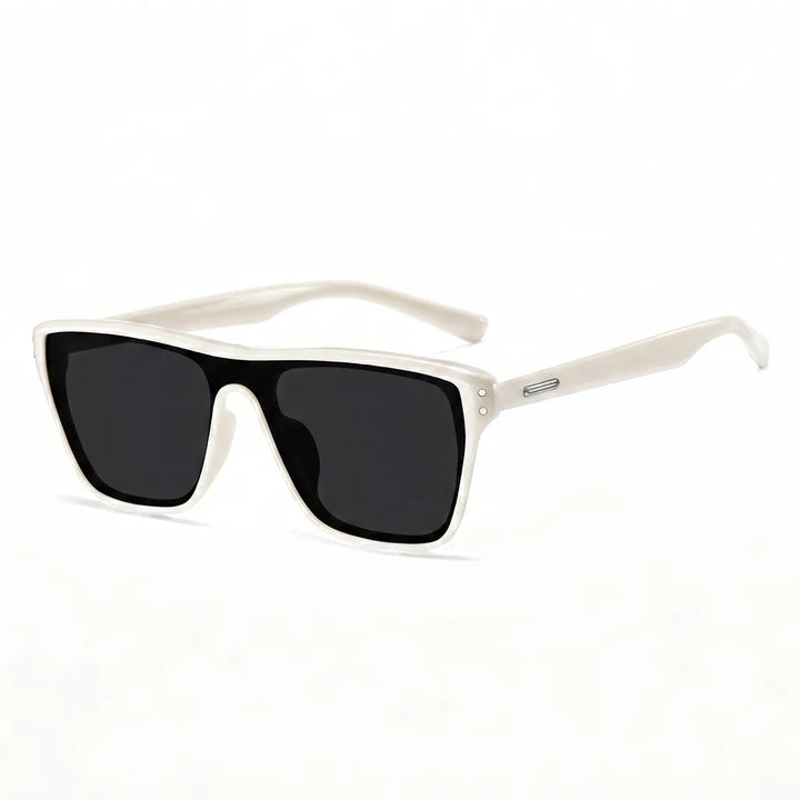 Oscar Polarized Square Shades - Color:Off-White Frame with Black Gray Lenses;Size:As shown