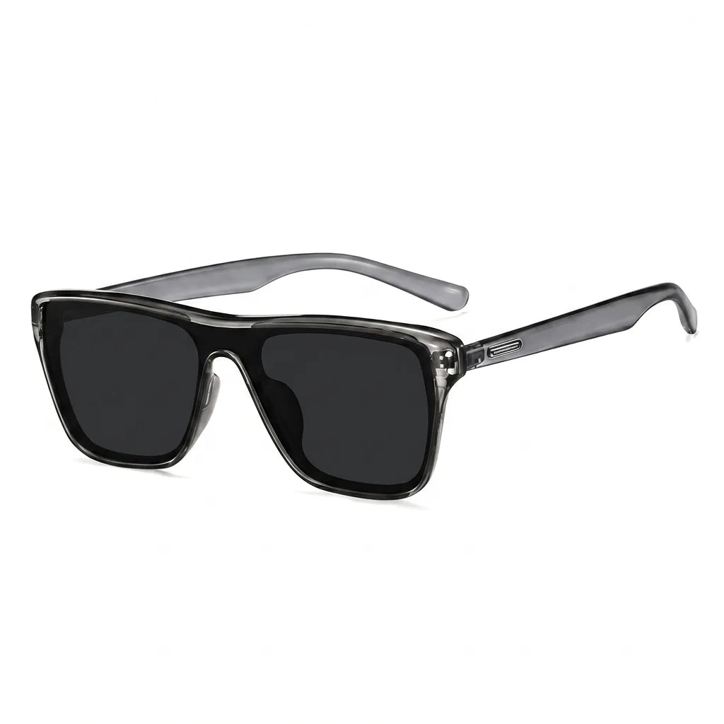 Oscar Polarized Square Shades - Color:Transparent Gray Frame with Black Gray Lenses;Size:As shown
