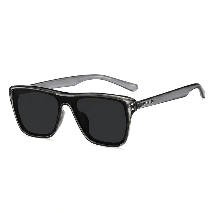 Oscar Polarized Square Shades - Color:Transparent Gray Frame with Black Gray Lenses;Size:As shown