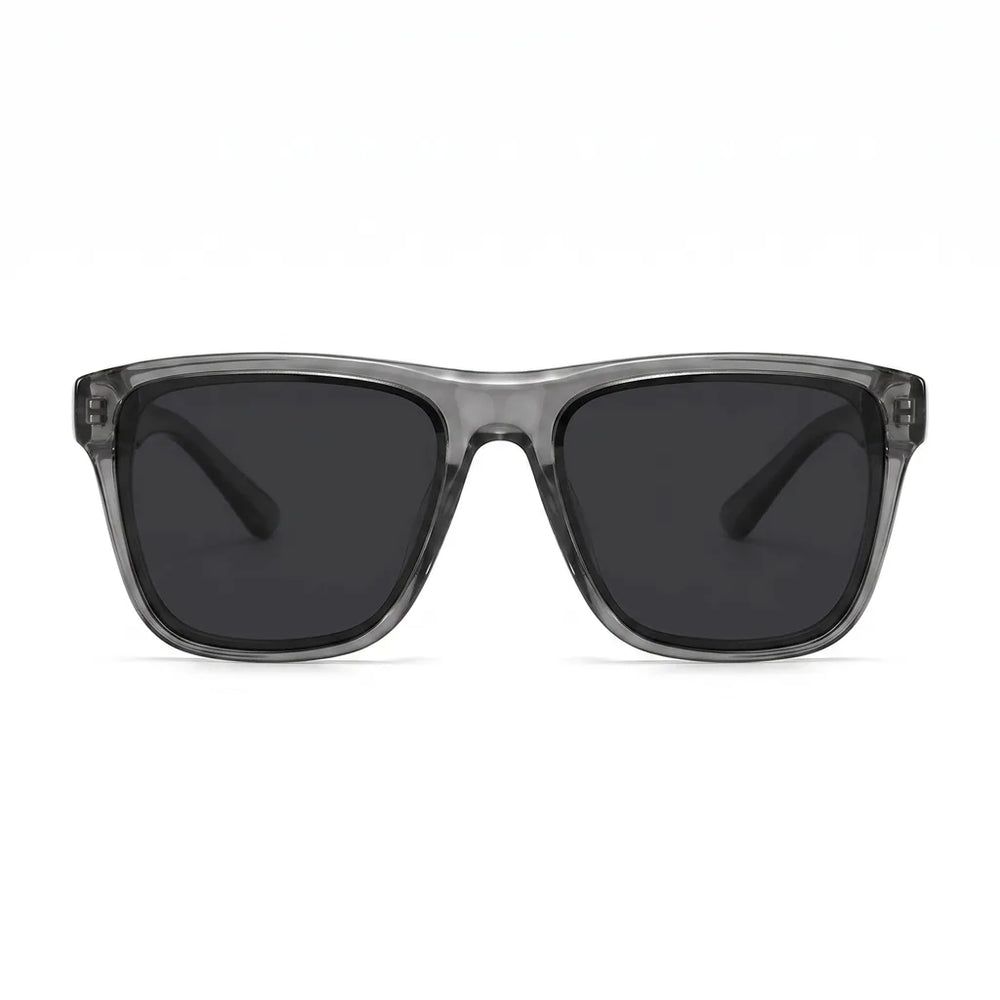 Men's Transparent Gray Frame with Black Gray Lenses C5 Lyra Polarized Square Shades