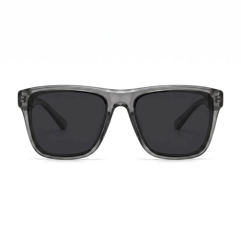 Men's Transparent Gray Frame with Black Gray Lenses C5 Lyra Polarized Square Shades