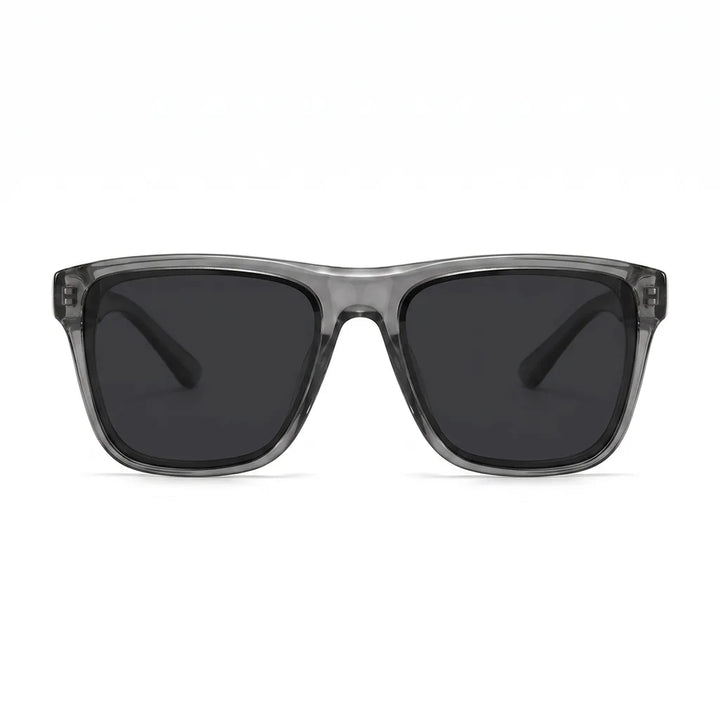 Men's Transparent Gray Frame with Black Gray Lenses C5 Lyra Polarized Square Shades