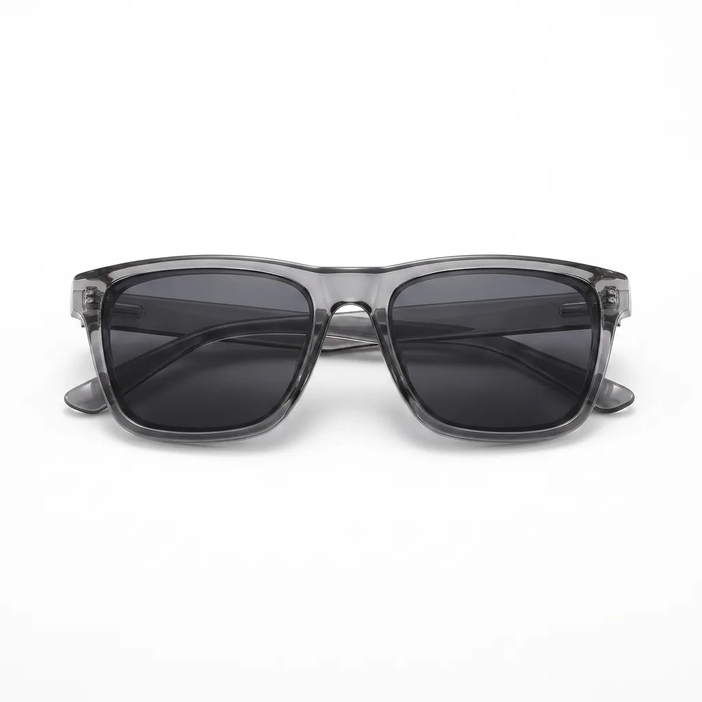 Men's Transparent Gray Frame with Black Gray Lenses C5 Lyra Polarized Square Shades