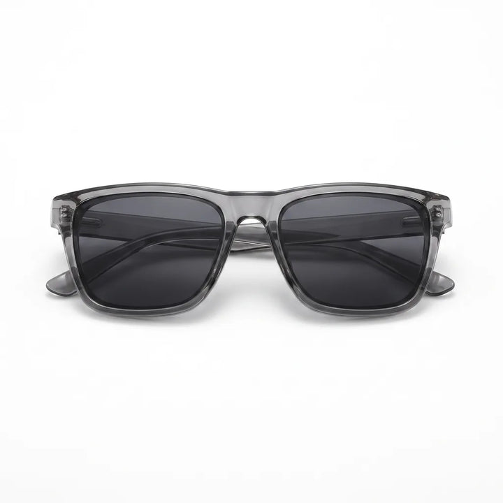 Men's Transparent Gray Frame with Black Gray Lenses C5 Lyra Polarized Square Shades