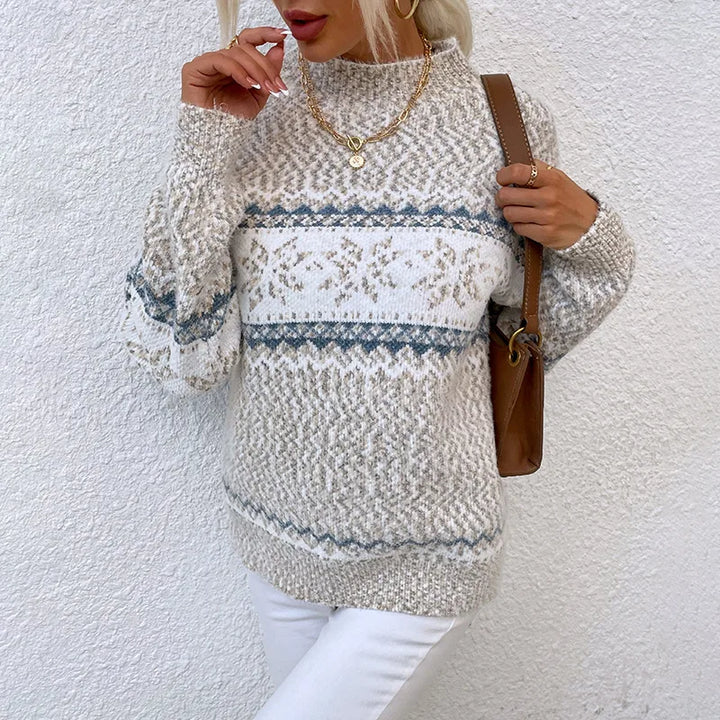 Oswald | Women's Cozy Knit Winter Sweater - Color:Beige;Size:XS