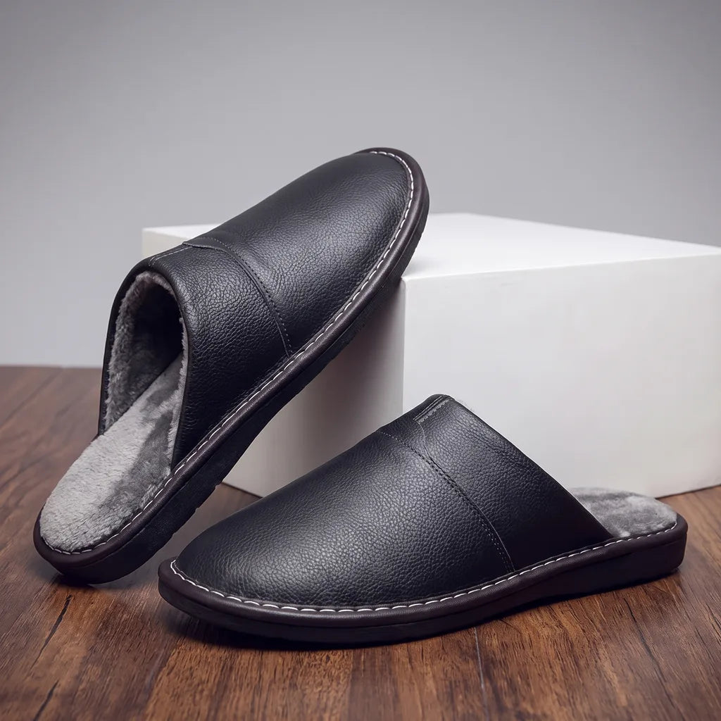 Otis | Warm Fur Slippers - Color:Black;Size:38