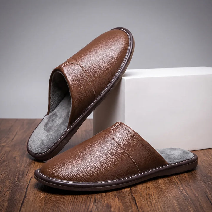 Otis | Warm Fur Slippers - Color:Brown;Size:38