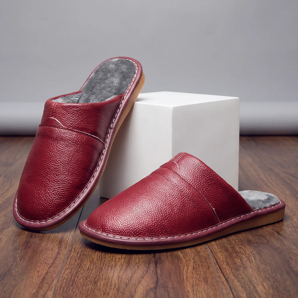 Otis | Warm Fur Slippers - Color:Red;Size:38
