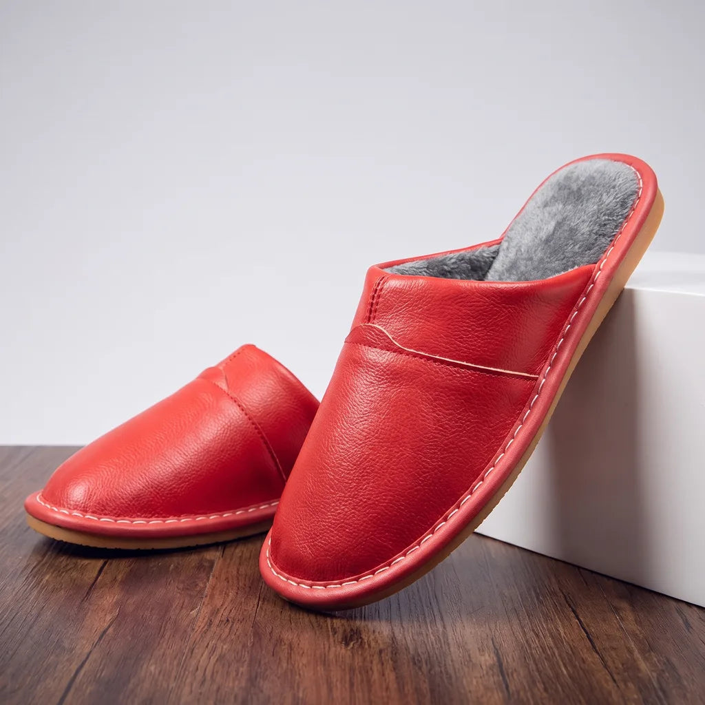 Otis | Warm Fur Slippers - Color:Rose Red;Size:38