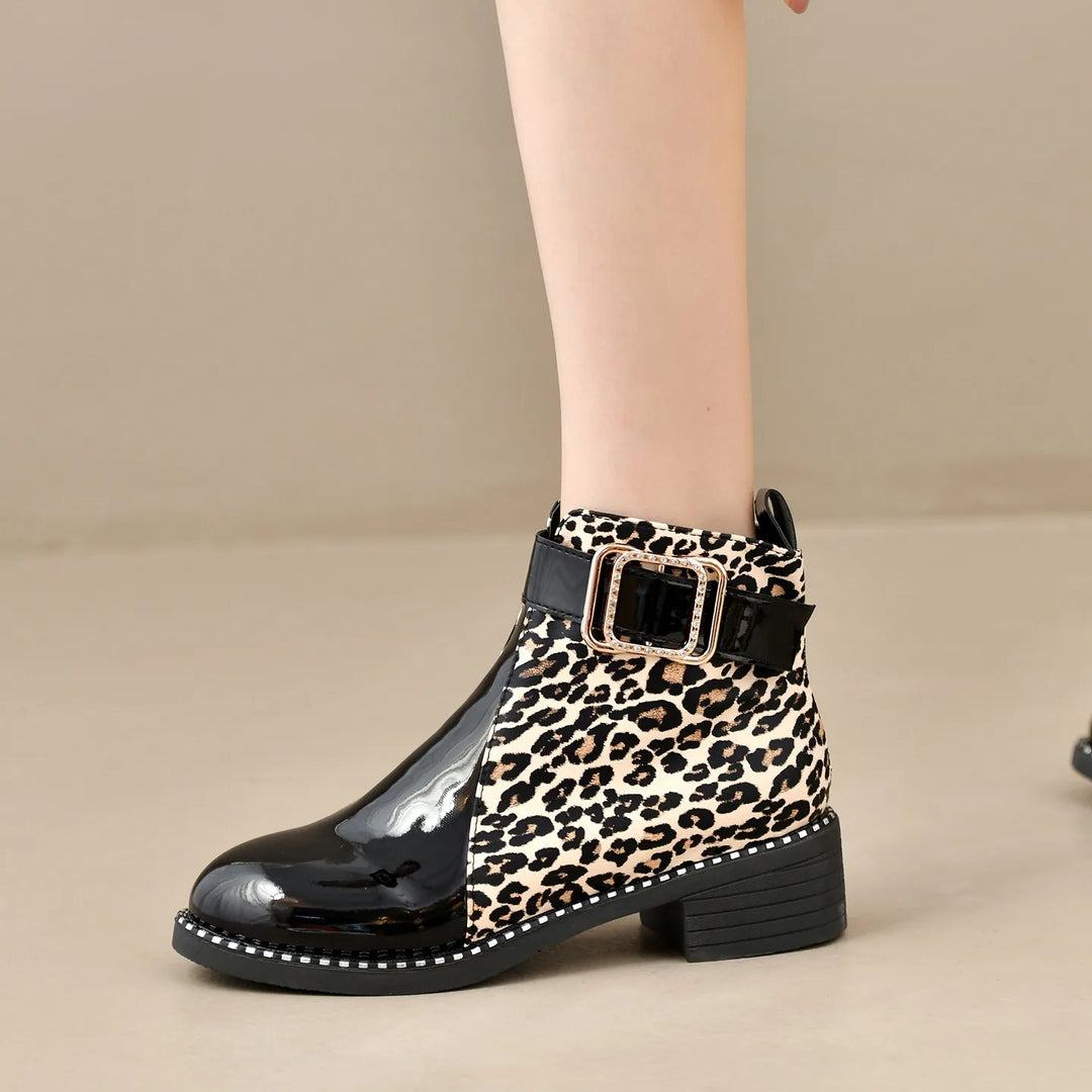 Paine | Women's Orthopedic Ankle Boots - Leopard Print