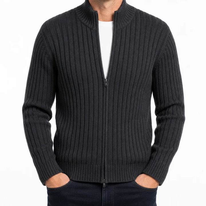 Paisley Zip Knit Cardigan - Color:Black;Size:S