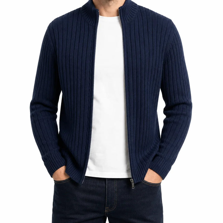 Paisley Zip Knit Cardigan - Color:Blue;Size:S