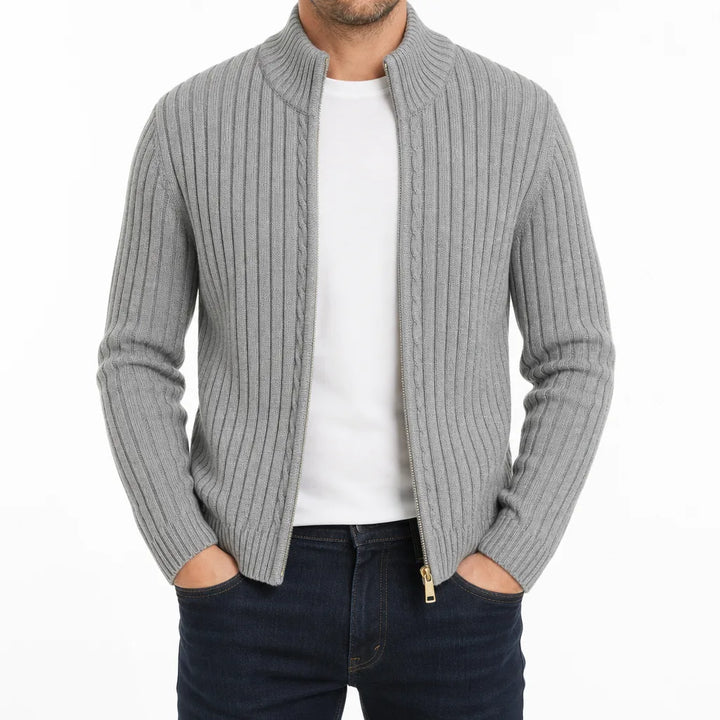 Paisley Zip Knit Cardigan - Color:Gray;Size:S