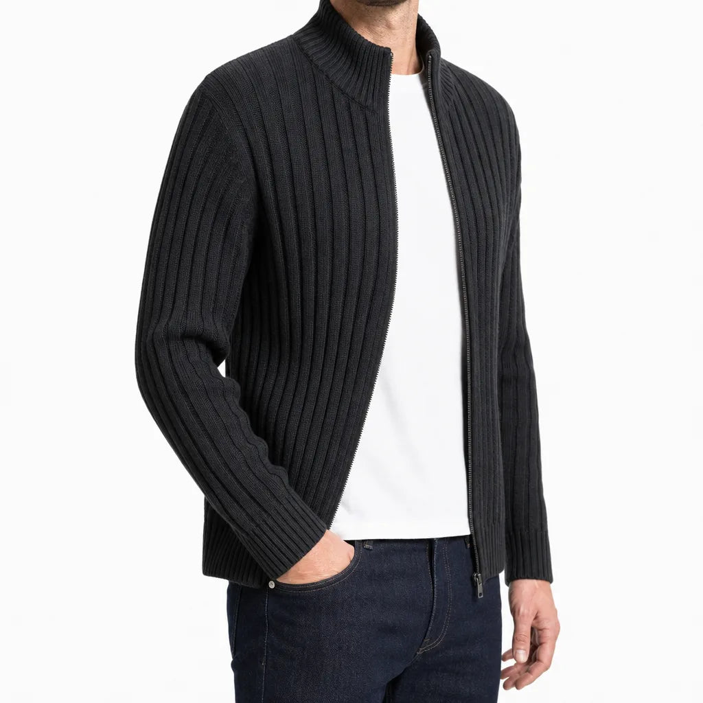 Men's Black Harding Zip Knit Cardigan