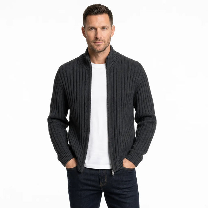 Men's Black Harding Zip Knit Cardigan