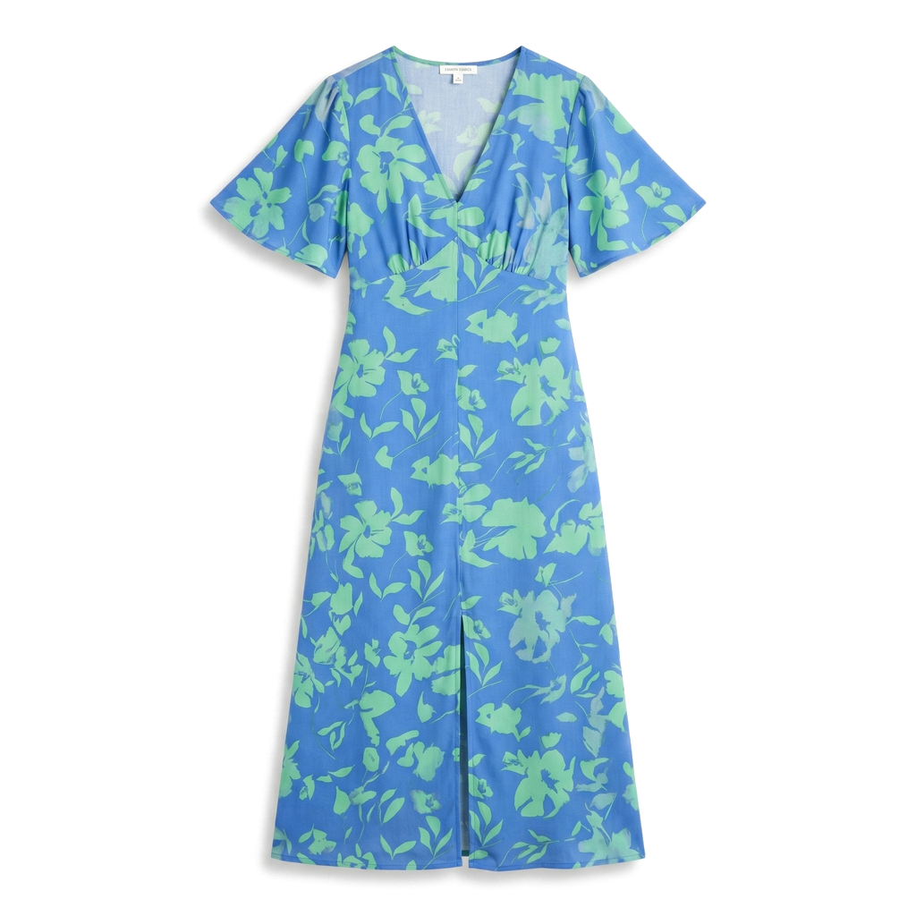 Pamela Floral Dress - Color:Blue;Size:XS