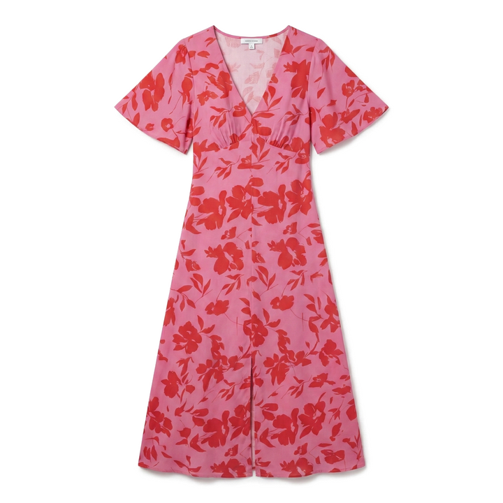 Pamela Floral Dress - Color:Rose;Size:XS