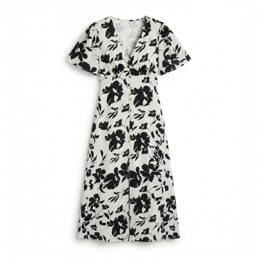 Pamela Floral Dress - Color:White;Size:XS