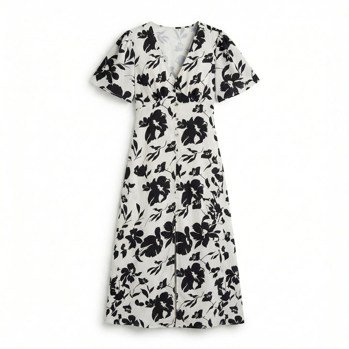 Pamela Floral Dress - Color:White;Size:XS