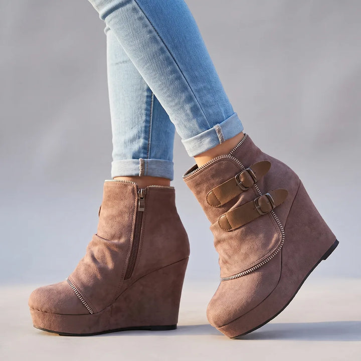 Paris | Women's Orthopedic Wedge Boots - Color:Beige;Size:35