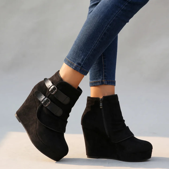 Paris | Women's Orthopedic Wedge Boots - Color:Black;Size:35