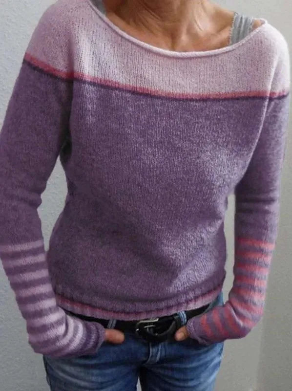 Parris | Women's Color-Block Sweater - Size:XS;Color:Purple