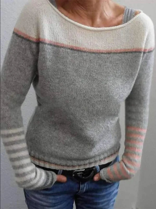 Parris | Women's Color-Block Sweater - Size:XS;Color:Silver Grey