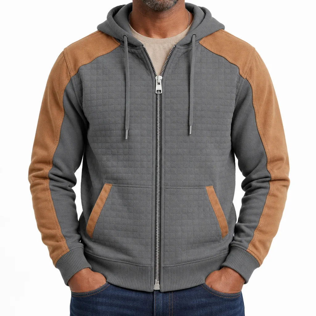 Parsons Check Zip Hoodie - Color:Gray;Size:XS