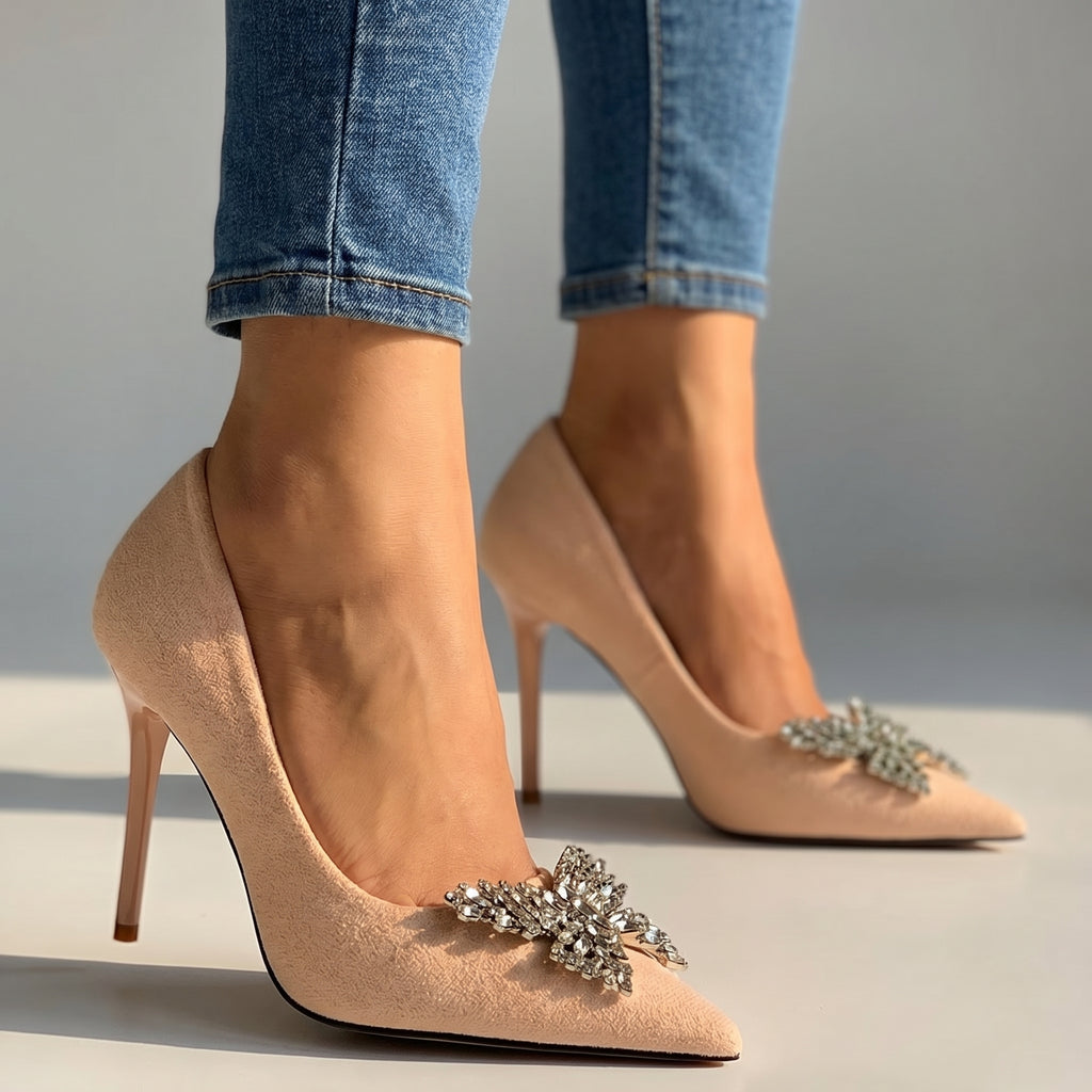 Patricia Crystal Bow Pumps - Color:Pink;Size:35