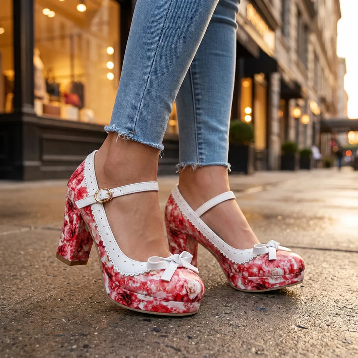 Women's Red Charles Printed Mary Janes