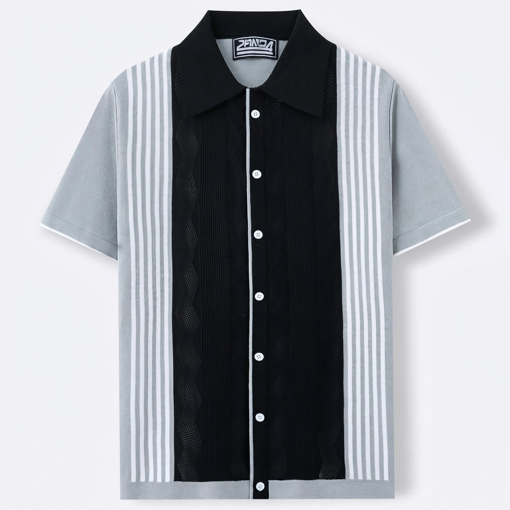 Paul Striped Knit Polo - Color:Black;Size:S