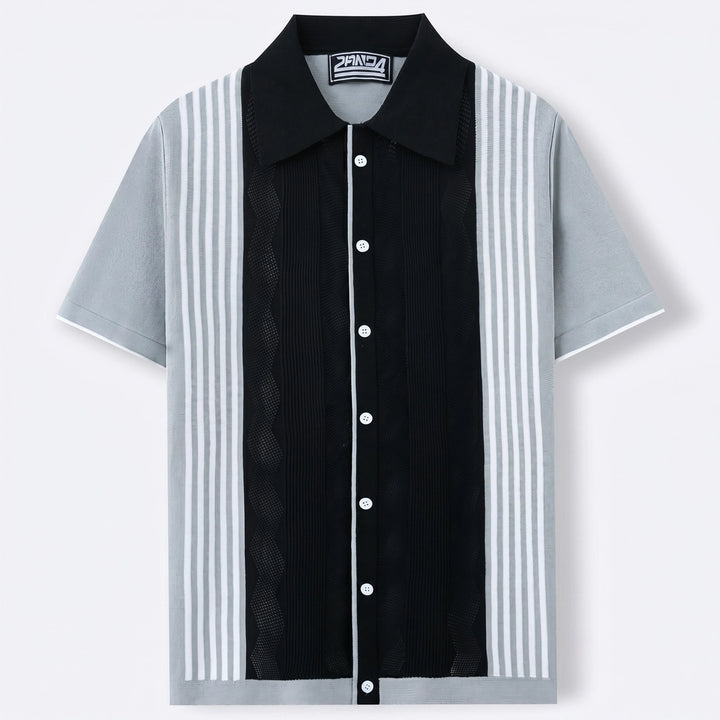 Paul Striped Knit Polo - Color:Black;Size:S