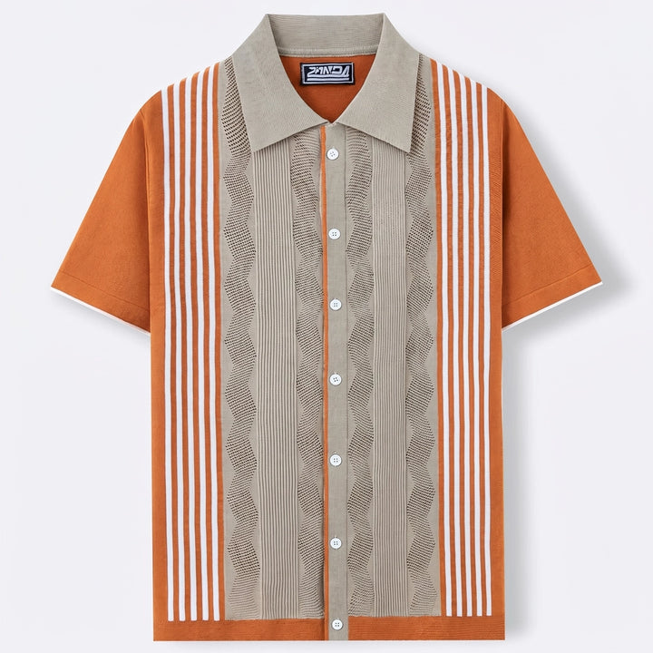 Paul Striped Knit Polo - Color:Khaki;Size:S