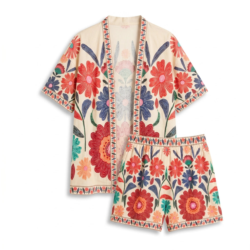 Paula Printed Set - Color:Pink;Size:XS