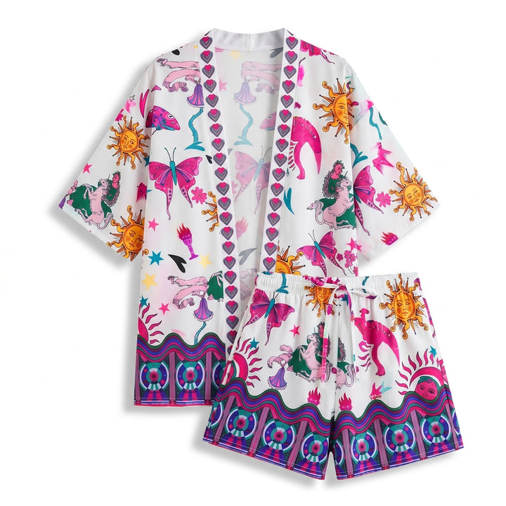 Paula Printed Set - Color:Purple Floral;Size:XS