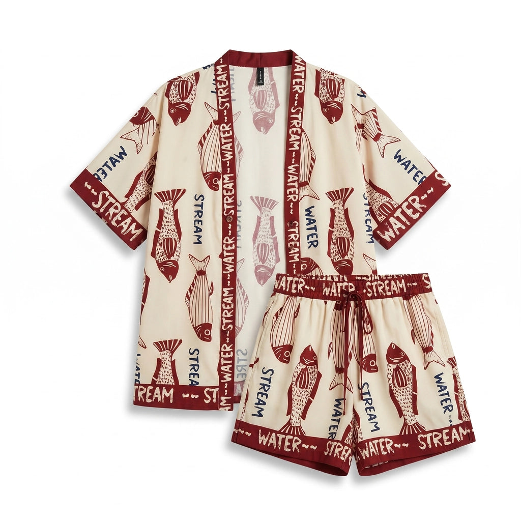 Paula Printed Set - Color:Red;Size:XS