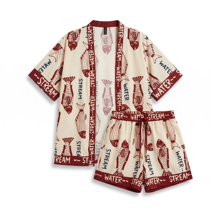 Paula Printed Set - Color:Red;Size:XS