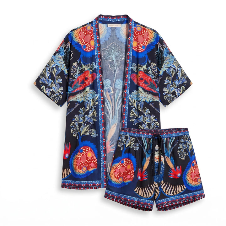 Paula Printed Set - Color:Royal Blue;Size:XS